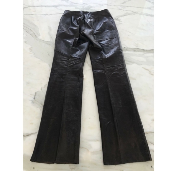 VAUNT BROWN LEATHER ITALIAN BOOTCUT PANTS SIZE US 4 - Picture 3 of 16
